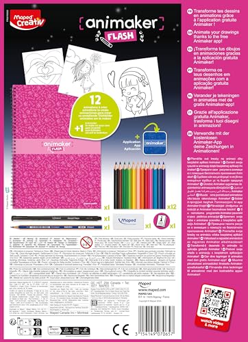 Maped Creativ Animaker Flip/Flash Set including Colouring Book and Pencils + Instructions for Animaker app (Flash Poetic) - Image 3