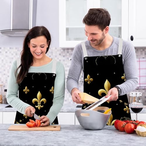 Tabliers de cuisine mini fleur de lys dorée design chic imperméable - 6