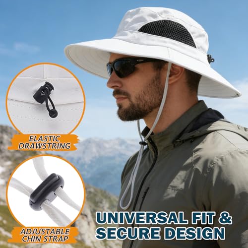 Image of Wide Brim Sun Bucket Hat, Waterproof Boonie Hat for Men & Women | UPF 50+ UV Protection, Adjustable Fit, Chin Strap & Sweatband, Foldable Durable for Fishing Hiking Garden Beach