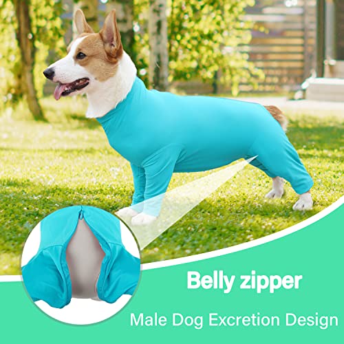 Image of Etdane Recovery Suit for Dogs Surgery Suit Female Spay Dog Surgical Recovery Suit Male Dog Onesie for Surgery Female Anti Licking Wounds Dog Shedding Suit Blue /XX-Large