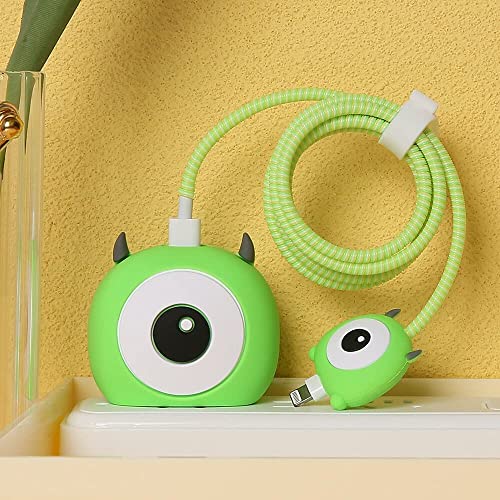 Image of J'TTON Case Cover for 18W /20W iPhone Adapter & USB-C Cable | Cute 3D Cartoon Character (Green Monster)