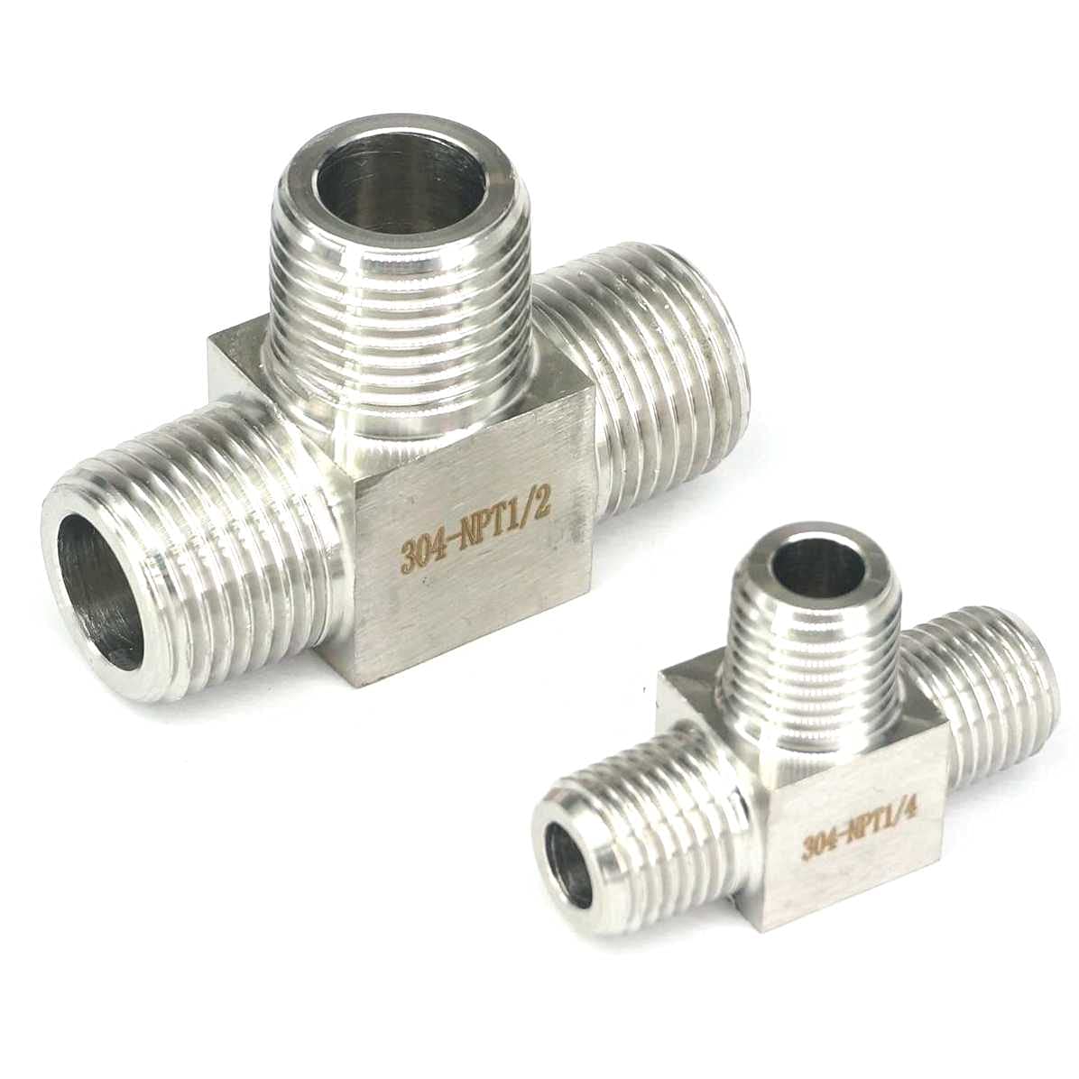 Unicornioext High Pressure 200 Bar 1/8'' 1/4'' 3/8'' 1/2'' 3/4'' 1'' NPT BSPT Male 304 Stainless Steel Tee 3 Ways Pipe Fitting Gas Oil Water Air