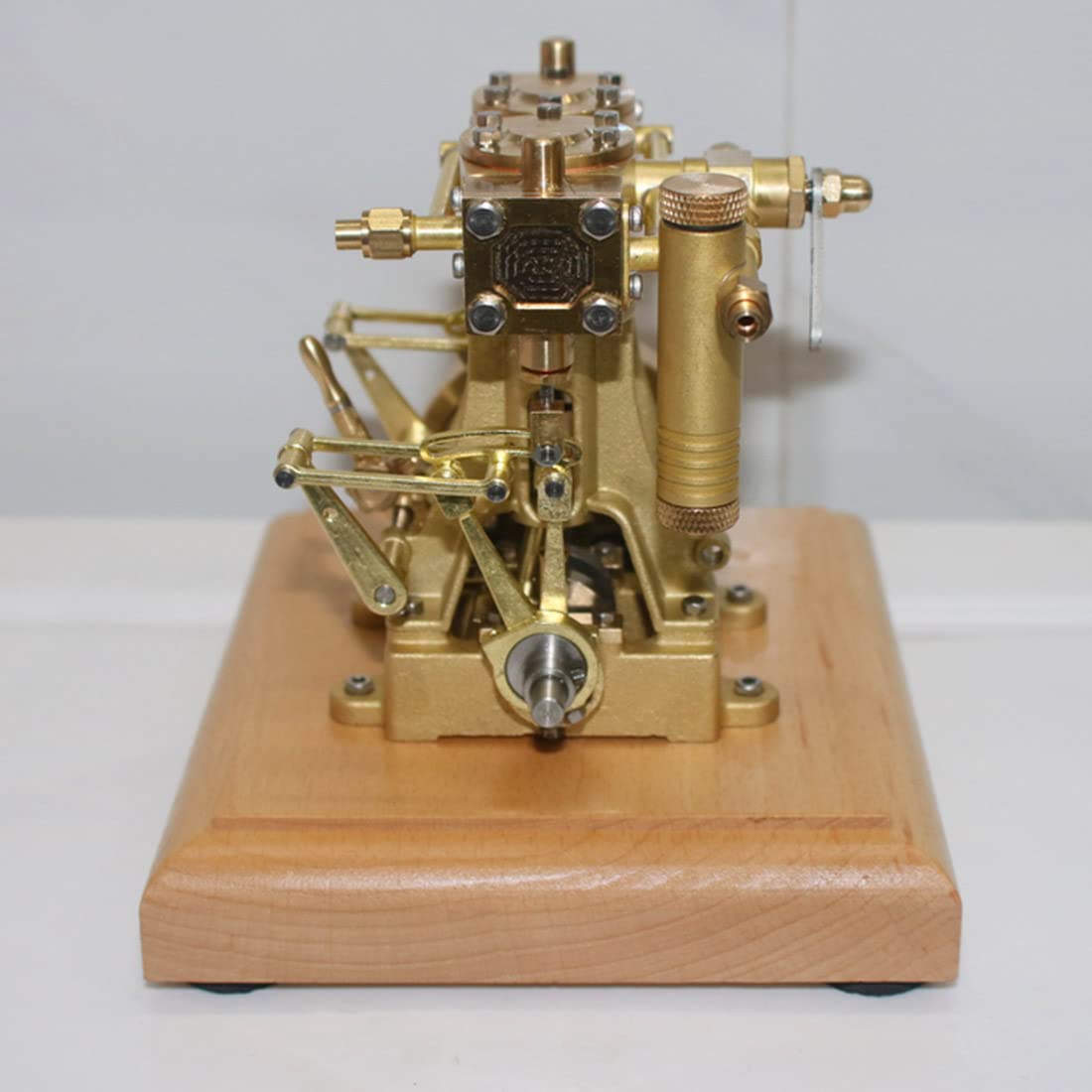 PizazzToy Dampfmaschine Bausatz Erwachsene, 3.7CC Mini-Retro-Vertikal-Doppelzylinder-Hubkolben-Doppelwirkungs-Dampfmaschinenmodell (Kessel nicht enthalten)