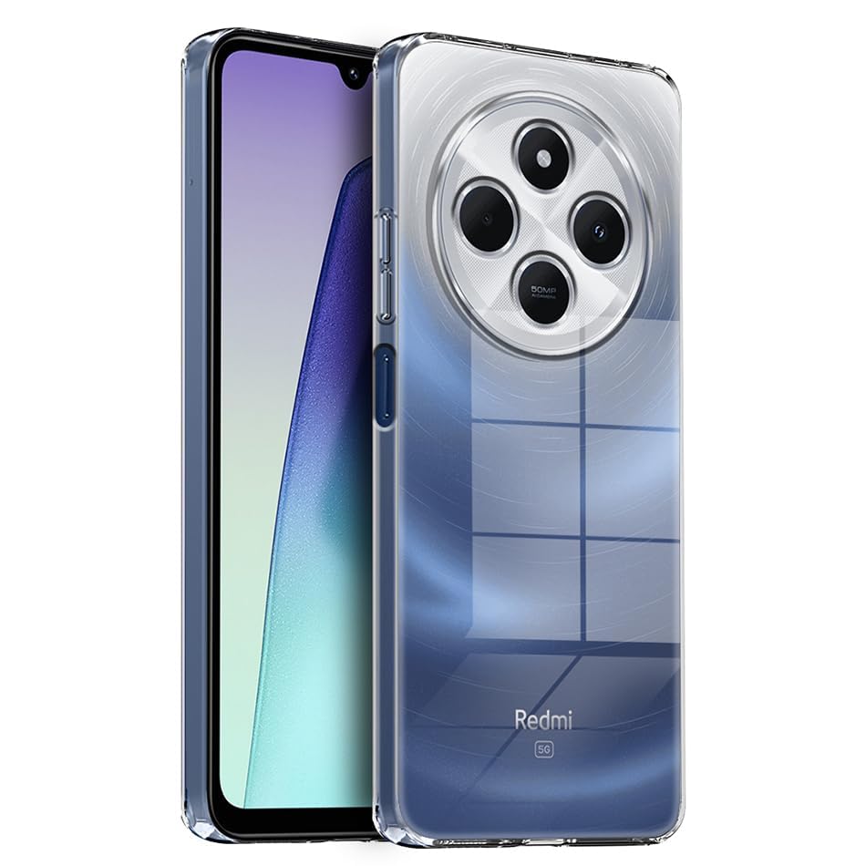 Image of Fashionury Crystal Clear Case for Redmi A4 5G / Poco C75 5G / Redmi 14C 5G / Poco M7 5G | Yellowing Resistance | Transparent TPU Silicone | Raised Camera Lips | Slim Transparent Cover