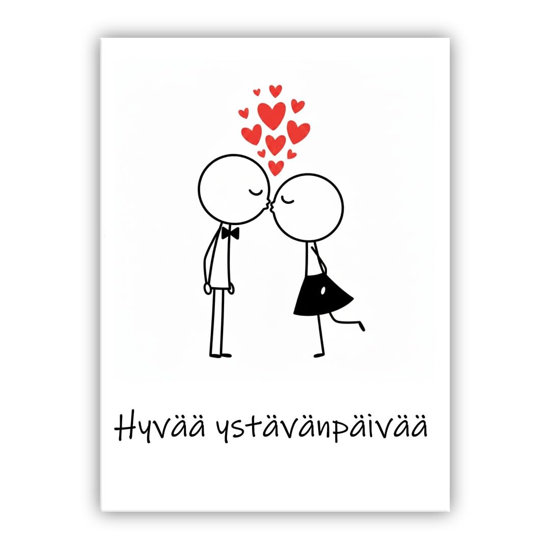 Multilingual Valentine’s Day Card – Cute Couple – Romantic Valentines Greeting Card for Husband, Wife, Boyfriend, Girlfriend (• Finnish: Hyvää ystävänpäivää) — image 1