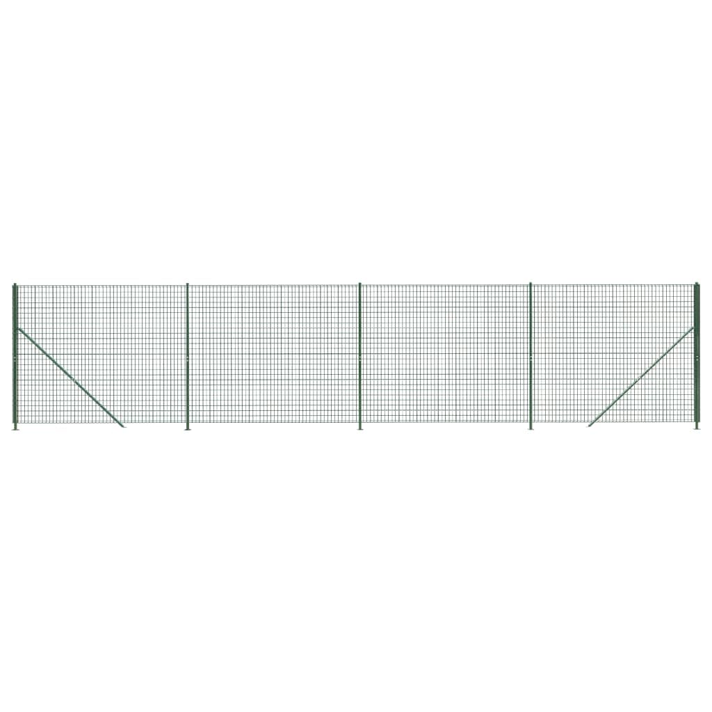 Wire Mesh Fence with Flange Green 1.4x10m PVC Coated Galvanised Animal Enclosure Outdoor Barrier Garden Security Roll Dog Run Heavy Duty Interlocking