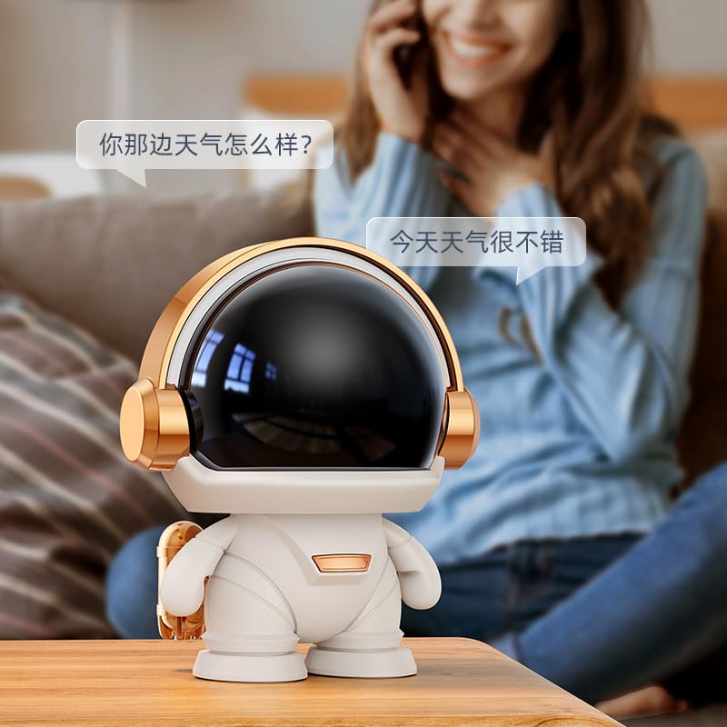 Haut-parleur Bluetooth sans fil portable or et blanc pour bureau - 3