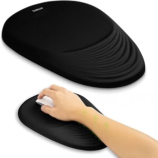 Tarkan Ergonomic Mouse Pad, Memory Foam Wrist Rest Pain Relief Mousepad with Non-Slip PU Base (Waves | Black) Price In India