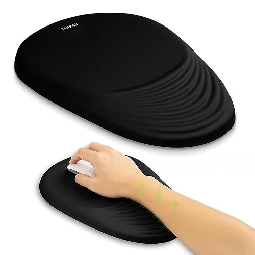 Tarkan Ergonomic Mouse Pad, Memory Foam Wrist Rest Pain Relief Mousepad with Non-Slip PU Base (Waves | Black)