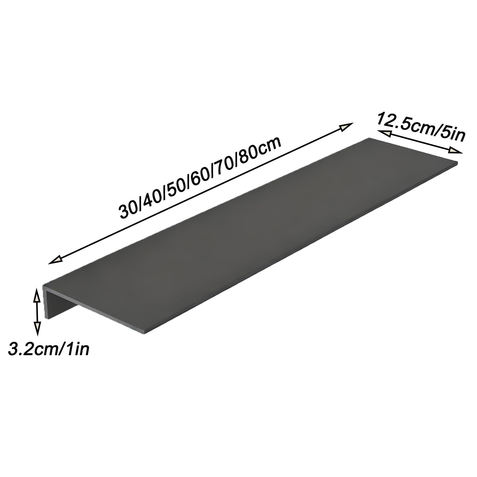Czarna ścienna półka grzejnikowa, nierdzewny aluminiowy stojak do przechowywania, 70 x 12,5 cm, oszczędzający miejsce organizer na kaktusy do domu i biura, łatwy montaż, nie wymaga wiercenia