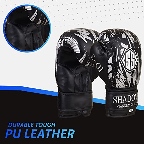 Shadow Stannum Gear Kids Boxing Gloves For Boys And Girls 6Oz Junior Training Gloves, Youth Boxing Gloves For Boxing, Kickboxing And Punching Workout (Golden Black, 6Oz)… (Silver Black, 6-Oz) #TOP2