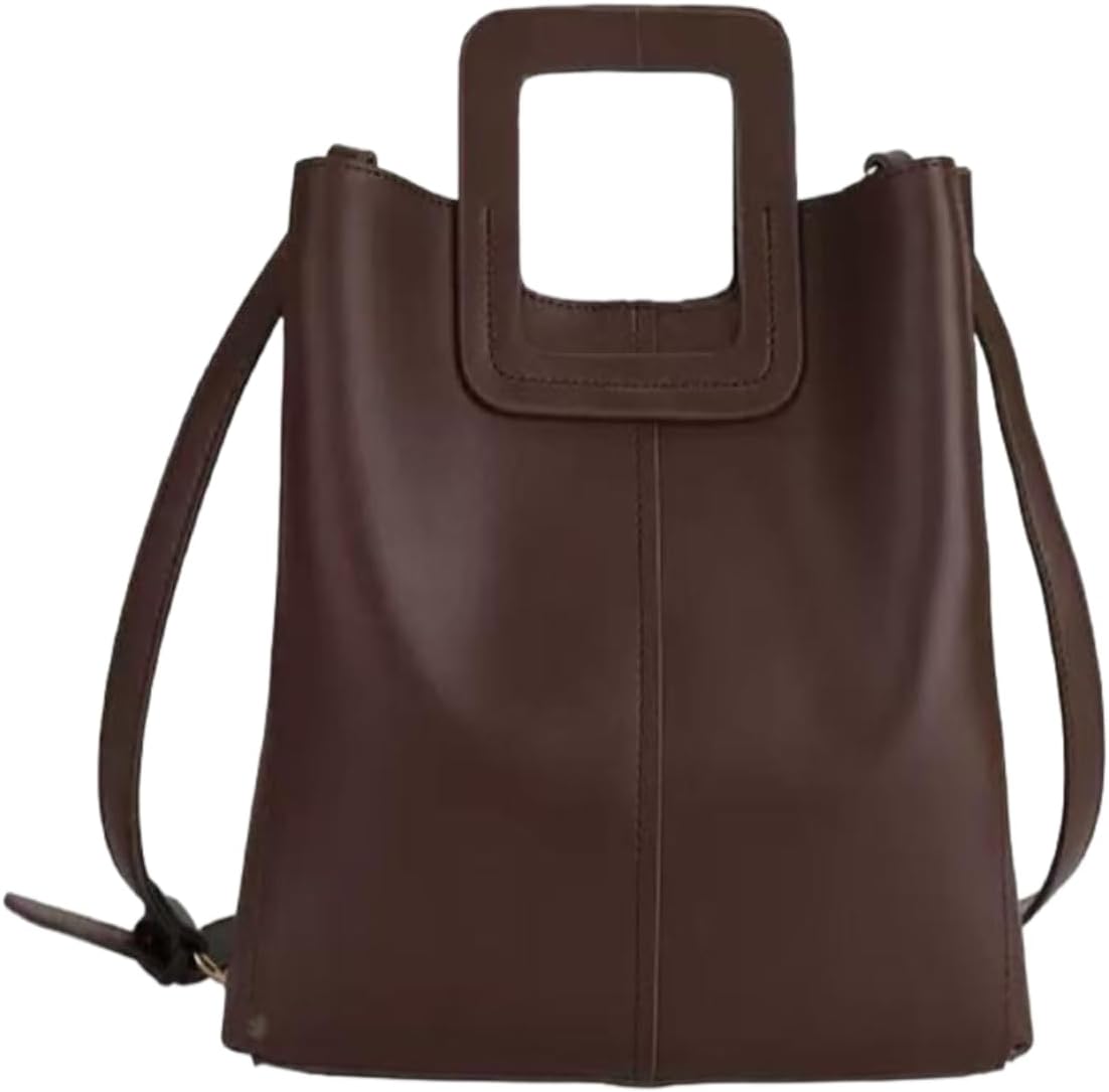 Crossbody Shoulder Bags for Women, Minimalist Leather Purses Tote bags for Women, 5.6L with Vintage Brown for Business