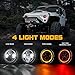 Xprite 7 Inch 90W LED Headlights With Red Halo Ring Angel Eyes Compatible with 1997-2018 Jeep Wrangler JK TJ LJ(DOT Approved), 9600 Lumens Hi/Lo Beam