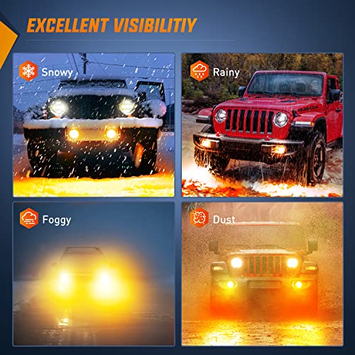 Image of Nilight 4 Inch LED Fog Light Assembly Compatible with 2007 2008 2009 2010 2011 2012 2013 2014 2015 2016 2017 2018 Jeep Wrangler JK Unlimited JKU w /Conversion Cable Amber Lamps