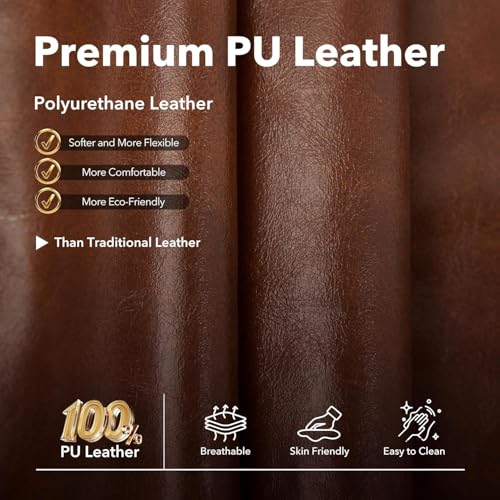Image of Oversized Manual Swivel Recliner Chair for Adults, 360 Swivel Rocker Glider with Vibration Massage & Heat, Extra Wide Chenille Fabric Lazy Chair for Living Room Bedroom, Brown PU