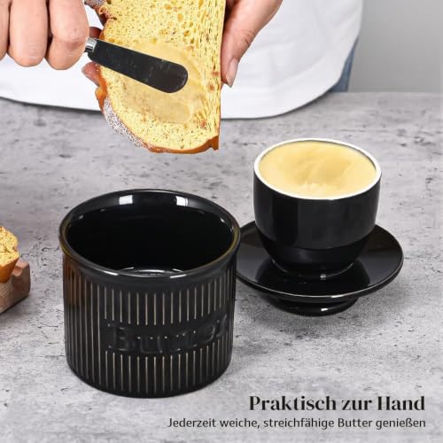Schwarz Butterglocke, französische Butterdose mit Deckel, um Butter für den täglichen Gebrauch frisch zu halten… – Ansicht 2
