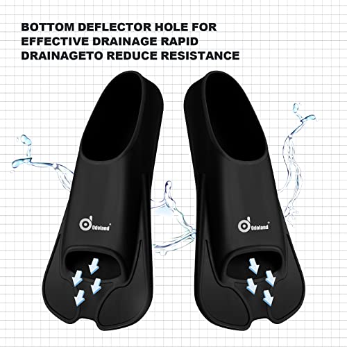 Odoland Palmes Courtes Chaussante de Natation pour Natation et Snorkeling, Palmes de plongée Mixte Adulte en apnée et entraînement pour renforcer la Force de la Jambe, Noir(S)