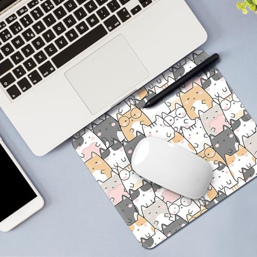 Image of FROGIGO Mouse Pad with Stitched Edges - Cute Cat Mousepad for Women, 9.25 x 7.75 inch Washable Square Desk Pad, Non-Slip Rubber Base, Office Home Laptop Accessories - Cute Cats