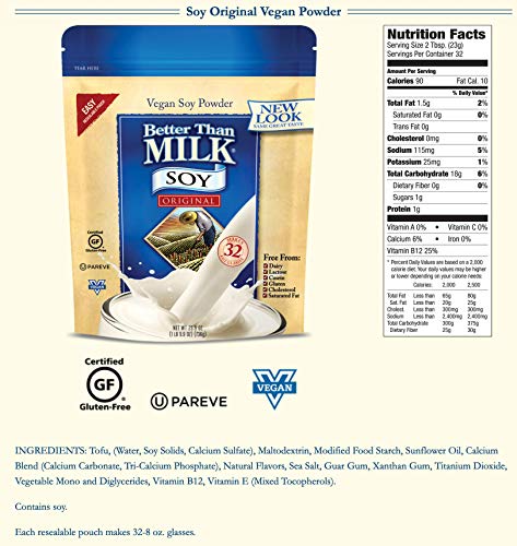 Better Than Milk Vegan Soy Milk Powder, Original Flavor, 25.9 oz. Pouches, 6-Pack (07851) - Thumbnail 2