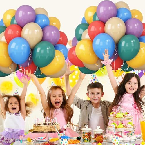 Image of Colorful Balloons Rainbow Assorted Color Latex Balloons Set 60pcs 12inch Blush Blue Nude Light Purple Orange Yellow Helium Mixed Colored Balloon Boho Birthday Party Decoration Here Comes the Son