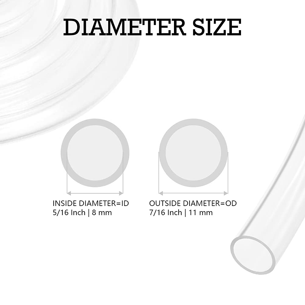 5/16 "ID tubo de vinilo transparente, 5/16 "ID X 7/16" OD 3 pies flexible PVC manguera BPA libre de plástico no tóxico tubo aire agua aceite manguera línea