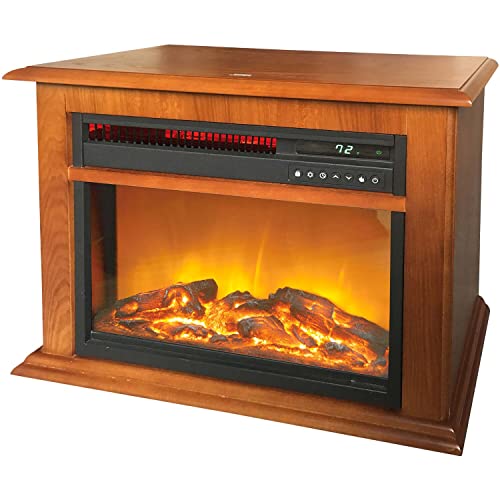 Lifesmart 3-Quartz 5118 Btu Infrared Fireplace Oak Mantel With Realistic Flame And Log Insert With Remote Control & Timer, Fireplace Heater With 3 Settings, Overheat Safety Switch And Cool Exterior #TOP2