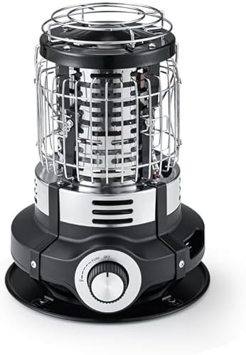 カセットガスコンロ ガスストーブ 小型軽量ボンベヒーター アウトドア防寒用 省エネ ODS内蔵(酸欠・炎上防止) 転倒自動消火・ガス遮断 空気循環機能 室内屋外両用 防災・釣り・キャンプ向け (ブラック)