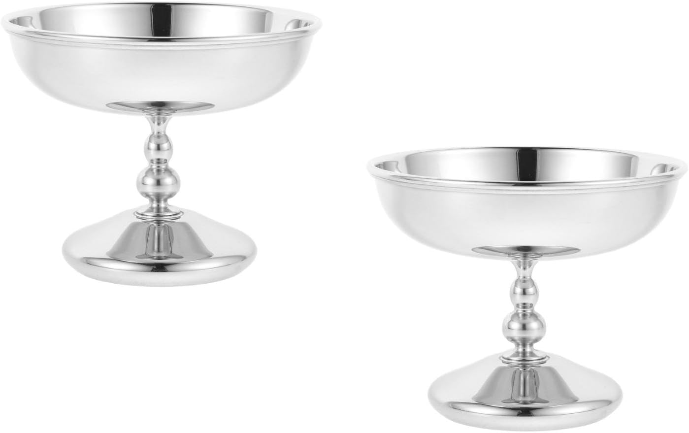 Angoily 2pcs Footed Dessert Cups: Stainless Steel Ice Cream Dishes Snack Serving Bowls - Round Yogurt Cups for Pudding, Fruit Salad Party Use