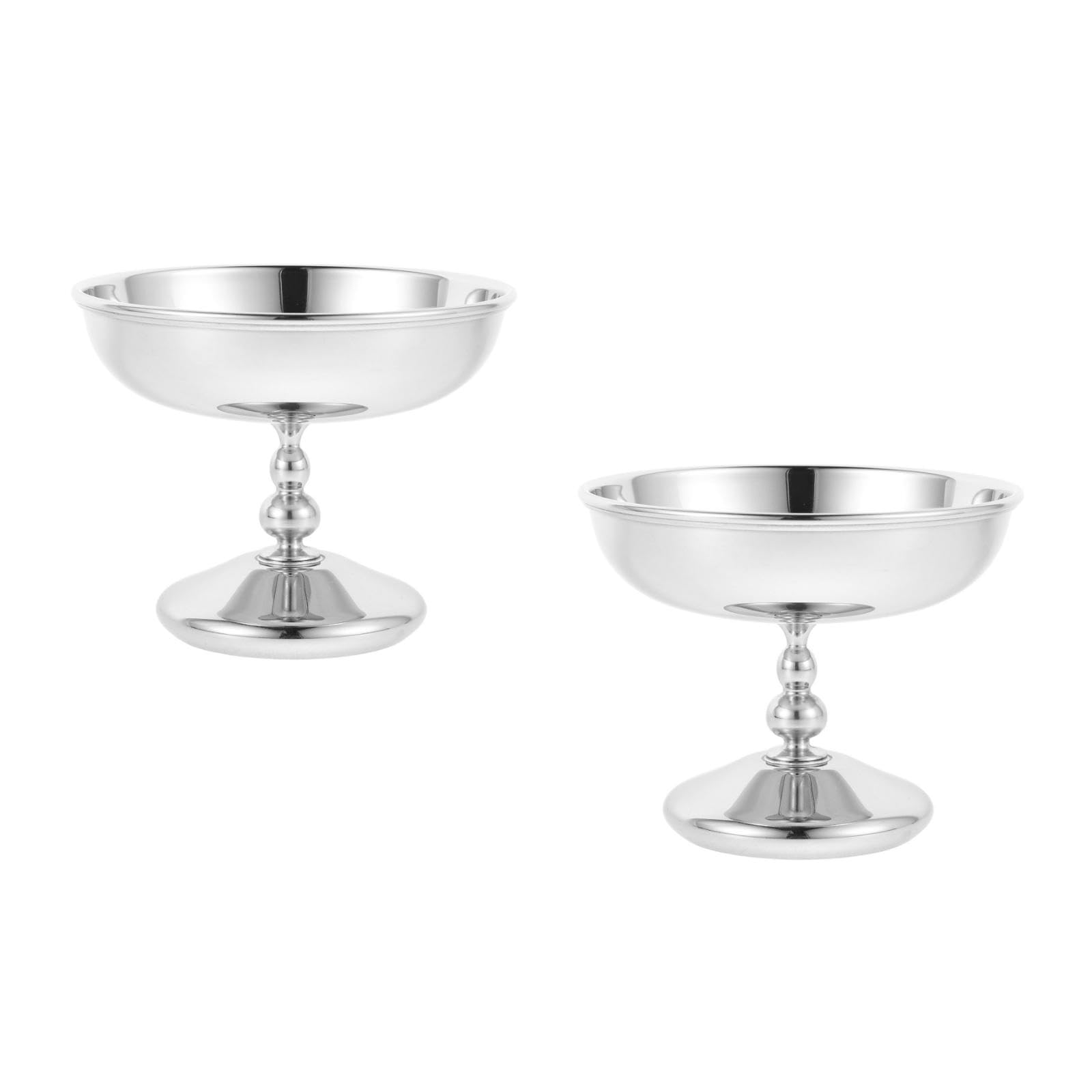 DOITOOL 2er-set Dessertbecher mit Fuß: Eisbecher aus Edelstahl, Snackschalen – Runde Joghurtbecher für Pudding, Obstsalat, Partys
