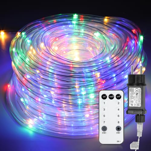 Jopassy 20M LED Tube Lumière lumineux, LED Tubes lumineux Extérieur et Intérieure,Étanche IP65 Ruban,RGB 220 V éclairage, avec Télécommande, Pour Fête de Noël, Les Jardins, Maisons, Extérieur