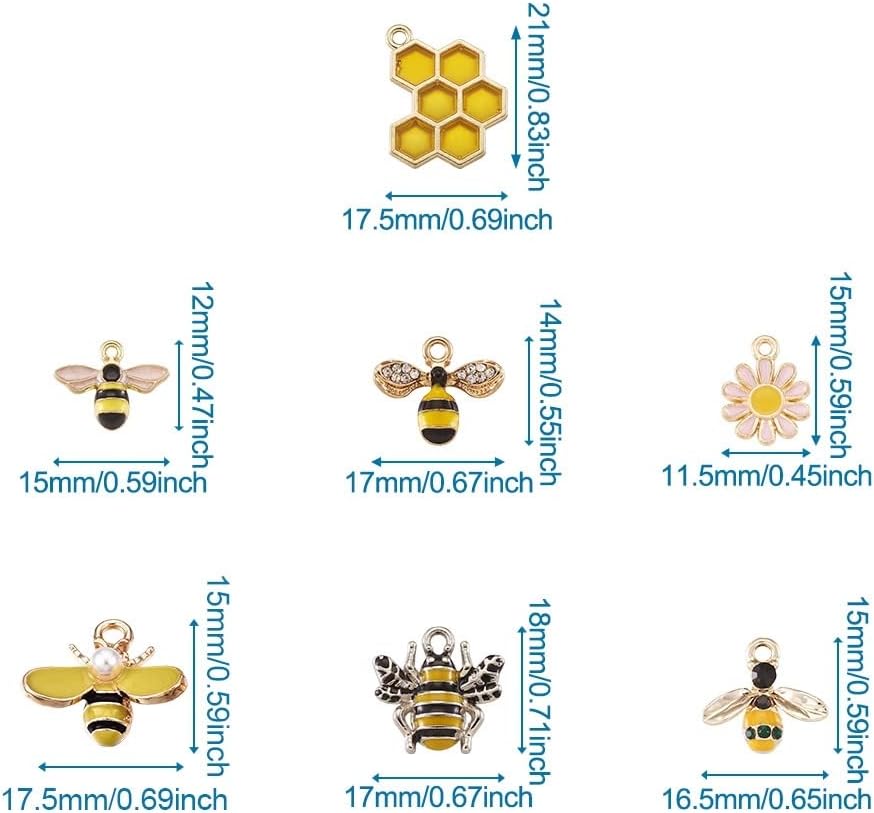 KISSITTY 28pcs/box Enamel Bee Charm Pendants Daisy Flower Dangle Charm for Earrings Necklace Bracelet Jewelry Making and Crafting - Image 6