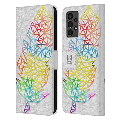 Étui cuir Galaxy A13 plumes géométriques idéal pour ranger vos cartes en voyage