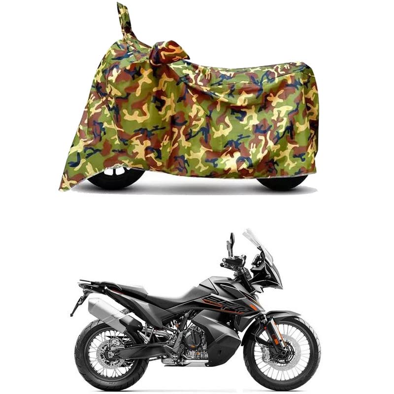 Image of Waterproof 100% PVC Coated Full Bike Scooty Two Wheeler Body Cover Compatible for KTM 890 Adventure /UV-Rays /Heat Protection /Birds Dropping /Scratchproof /Dust Proof [6X6 Jungle Print]