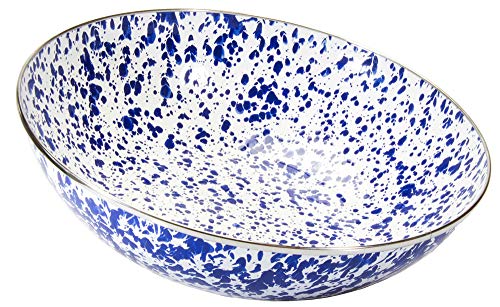 Golden Rabbit Enamelware Catering Bowl, 5 quart, Cobalt Swirl