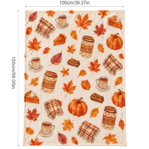 39x59in Flannel Fall Throw Blanket Printed Pumpkin Cake Leaf, Thanksgiving - image 2
