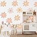 TaoBary 12 Sheets Daisy Wall Decal Flower Wall Sticker Cute Daisy Sticker Pink White Flower Decal Peel and Stick Floral Wallpaper for Nursery Bedroom Home Decor(Light Color,Bobo Style)