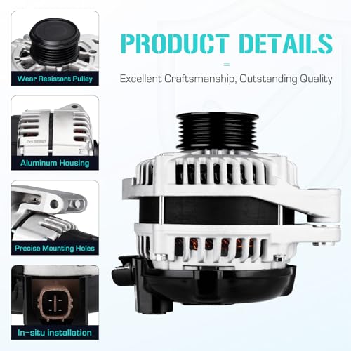 Image of New Alternator Fit for Acura MDX 3.5L 3.7L 2003-2009, Fits for Honda Odyssey 3.5L 2005-2007, for RL 3.5L 2005-2008, for TL 3.2L 3.5L 2004-2008, Fit for Honda 3.5L Pilot /Ridgeline 2005-2008
