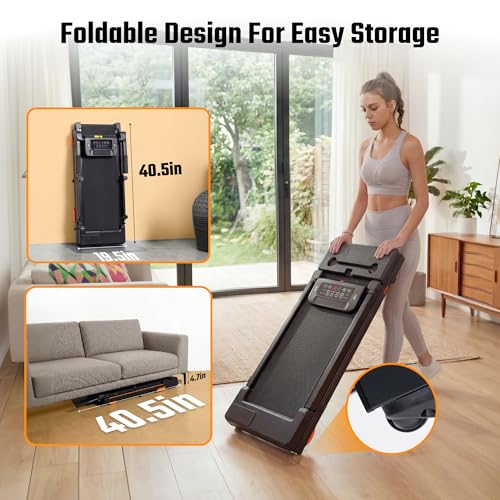 Walking Pad, Treadmill for Home Small, Foldable 3.5HP Under Desk Treadmill with Handle Bar, Compact 15% Incline Running Machine for 350 Lbs Capacity(L) by BMJX US - Used condition - Image 4