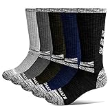 HERREN AUßEN-SOCKEN: Hergestellt aus 80% gekämmter Baumwolle, 17% Polyamid, 3% Elastan. Unsere Socken können Ihre Füße kühl und trocken den ganzen Tag für den Außensport halten - Trekking, Wandern, Laufen, Camping, Bergsteigen, Klettern, Skifahren, Snowboarden, Rucksackreisen, Reisen, verschiedene sportliche Aktivitäten oder tägliche Kleidung. Geeignet für DE Größe M (Männer 38-43 / Frauen 37,5-43) und L (Männer 44-48).