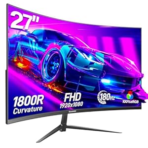 27 Zoll Curved Gaming Monitor 165Hz/ 180Hz, PC Bildschirm Full HD 1080P, Rahmenloses 1800R Computerbildschirm mit FreeSync und Eye Care Technologie, unterstützt VESA