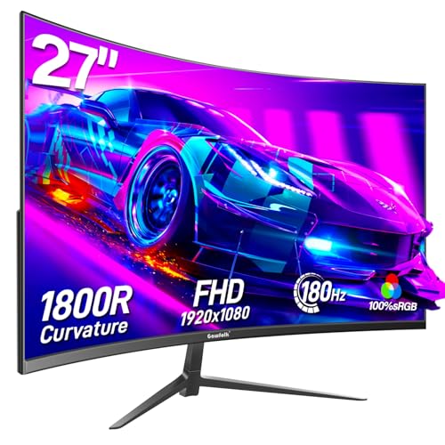 Écran PC Gamer Incurvé 27 Pouces 180Hz, 1080p Moniteur PC Gaming 144/165Hz 1800R, Écran D&rsquo;Ordinateur Jeu avec FreeSync & Eye-Care Technology, DP, HDMI, Noir