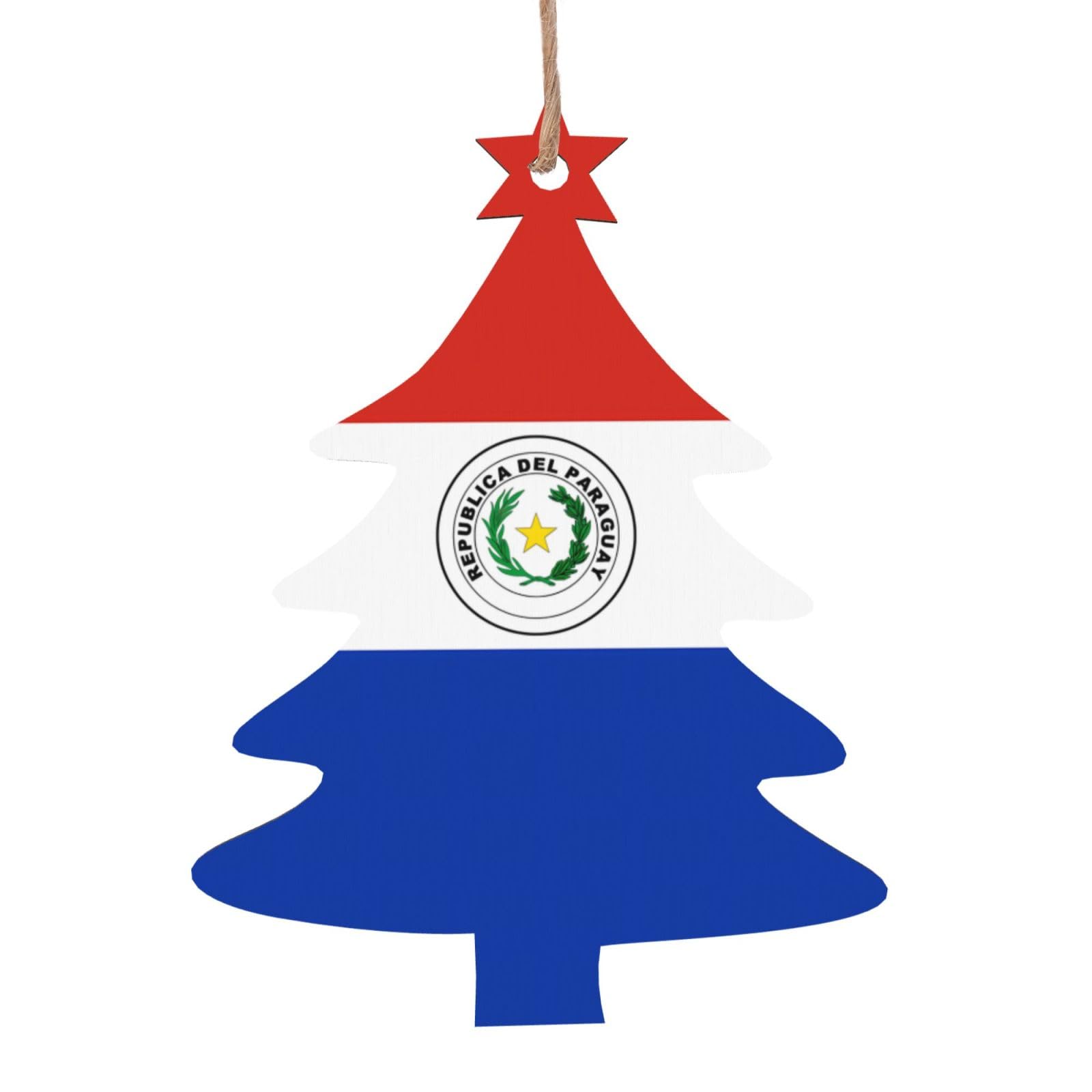 Flag of Paraguay Printed Christmas Wooden Pendants, Simple and Environmentally Friendly, Holiday decorationsã€‚
