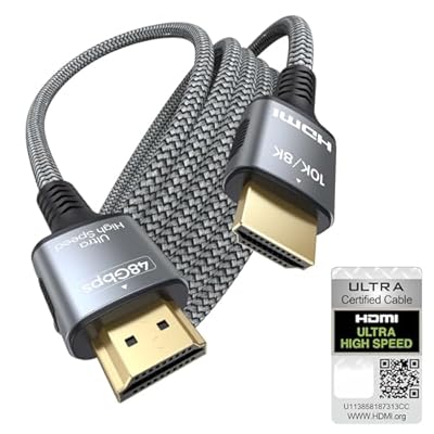 Certified HDMI 2.1 Cable 6FT, 8K HDMI eARC Cord for Home Theater, 48Gbps & 8K@60Hz HDMI ARC Cable for Soundbar to TV, 8K/4K TV, Roku/Apple TV, PS5, Xbox,Projector,Gaming Monitor, Computer and More