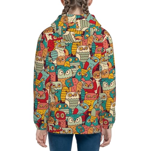 Funny Owl Bird Kids Pullover Hoodies Boys Sweatshirts Girls Athletic Clothes with Pocket4
