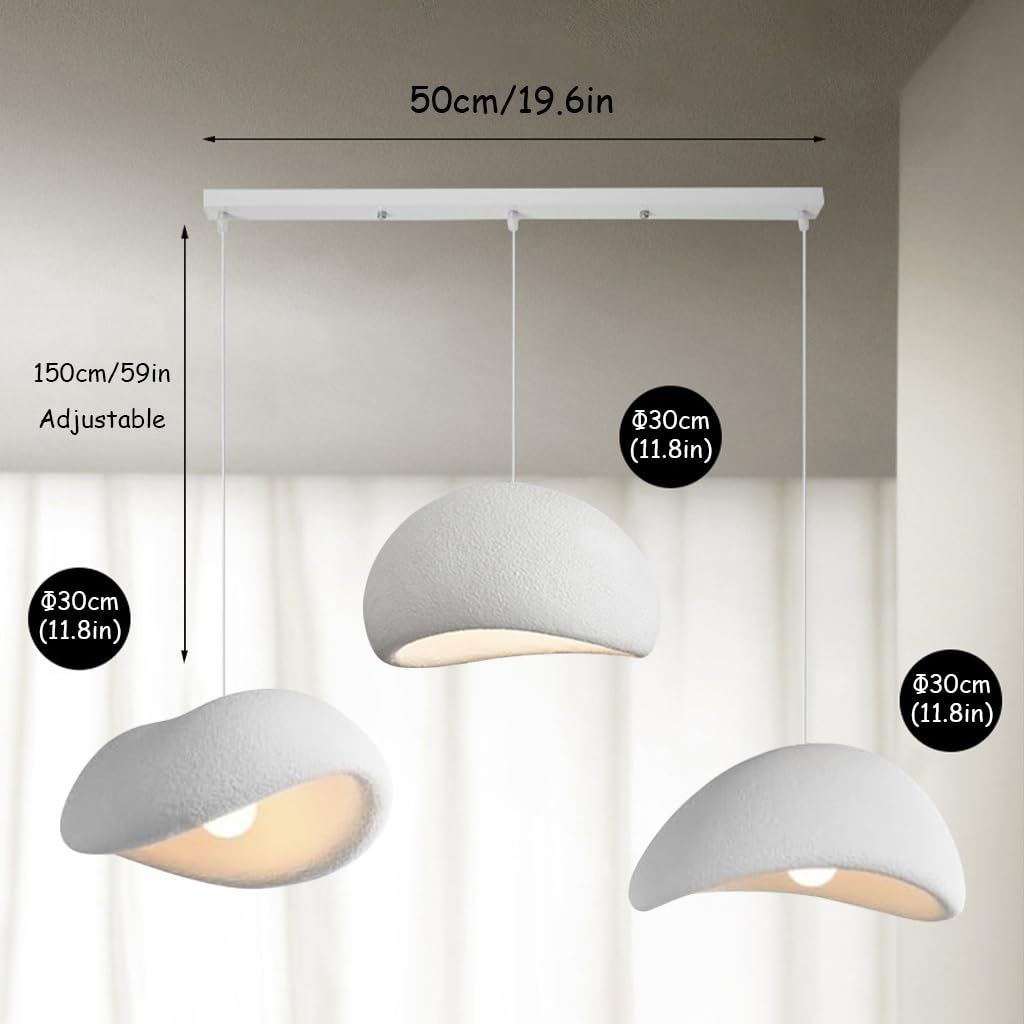 Kreative Wabi Sabi Pendelleuchte E27 Moderne 3 Flammig Weiße Hängeleuchte Unregelmäßiges Design Höhenverstellbar Kronleuchter Für Esstisch Wohnzimmer Esszimmer Innenbeleuchtung Heimdekoration(B)