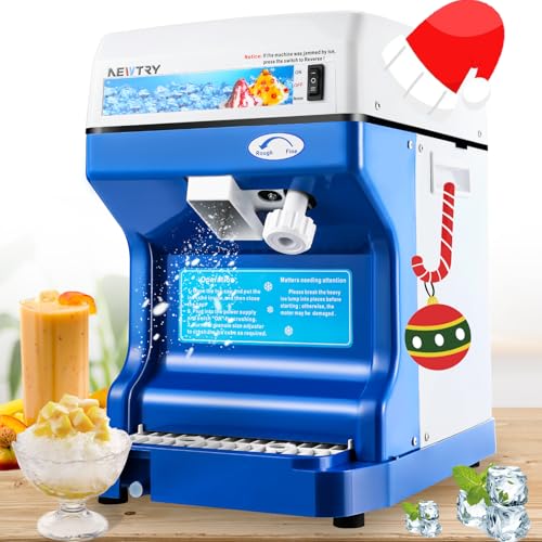 NEWTRY Tritaghiaccio elettrico commerciale con lame in alluminio a spessore regolabile, 260 lbs/ora macchina per granite professionale per piccoli cubetti di ghiaccio per casa feste o bar