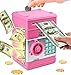 Piggy Bank, Electronic Money Bank, Safe Mini ATM Cash Coin Can, Auto Scroll Paper Money Saving Box, Great Birthday Gifts for Kids, Pink