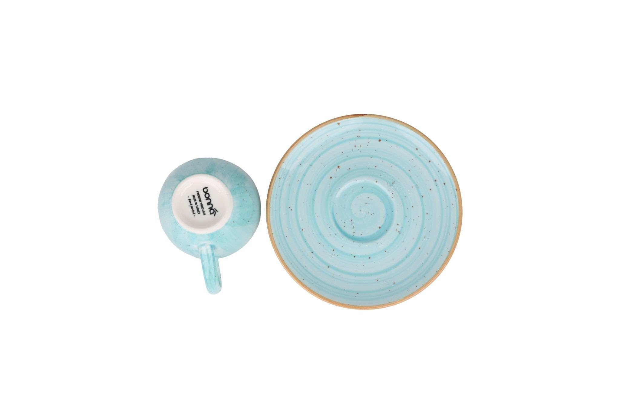 Bonna Aqua - Tazas de espresso y platillo - 80 cc - Porcelana - Juego de 6