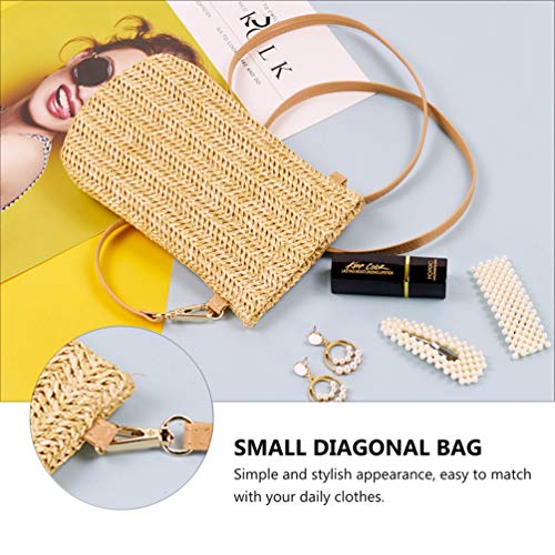 ULTECHNOVO Bolsa de Palha para Telefone Bolsa Crossbody Bolsa Pequena Boho Bolsa Rattan para Mulhere