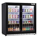 Baridi Back Bar Drinks Fridge/Cooler with Double Sliding Doors, 190L Capacity - DH273